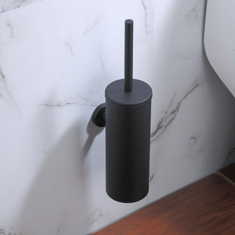Stevvex matte black wall-mounted toilet brush holder with cylindrical can and wall bracket on Tampa Home & Garden Store
