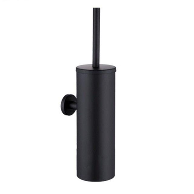 Matte black wall-mount toilet brush holder with cylindrical can and wall bracket on Tampa Home & Garden Store