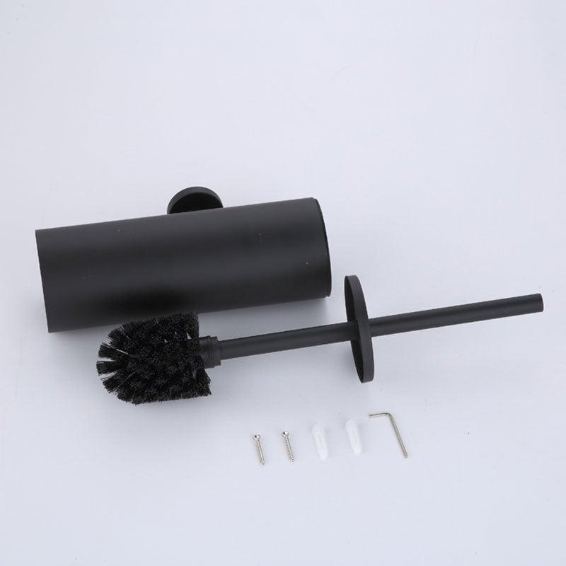 Matte black wall-mount toilet brush holder with brush and mounting hardware Stevvex on Tampa Home & Garden Store