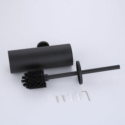 Matte black wall-mount toilet brush holder with brush and mounting hardware Stevvex on Tampa Home & Garden Store