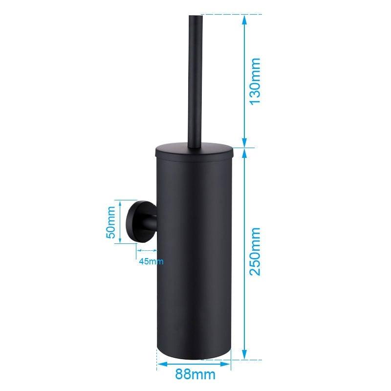 Toilet brush holder Stevvex matte black wall-mount cylindrical canister on Tampa Home & Garden Store