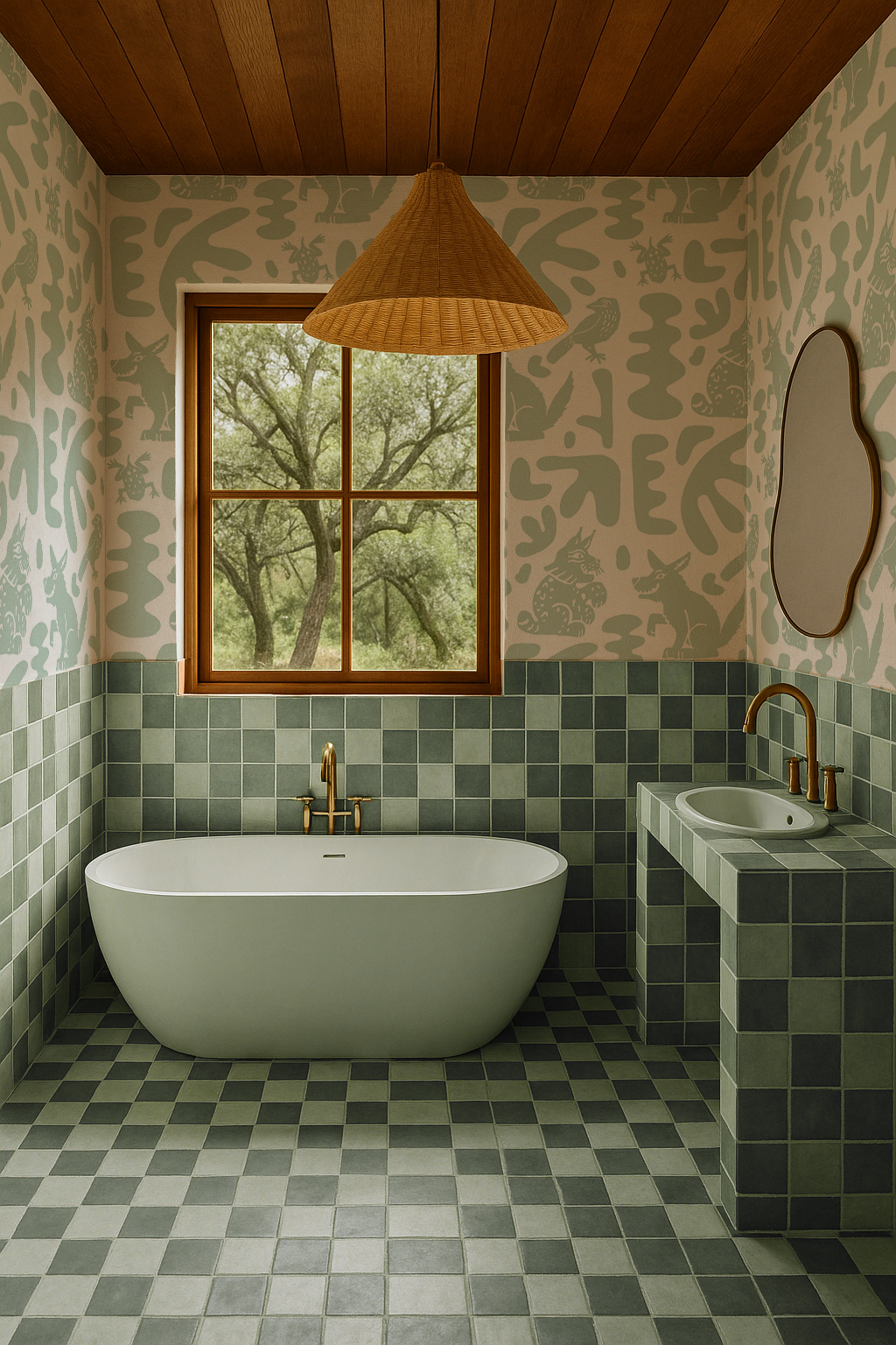Abstract Animales Wallpaper, mint