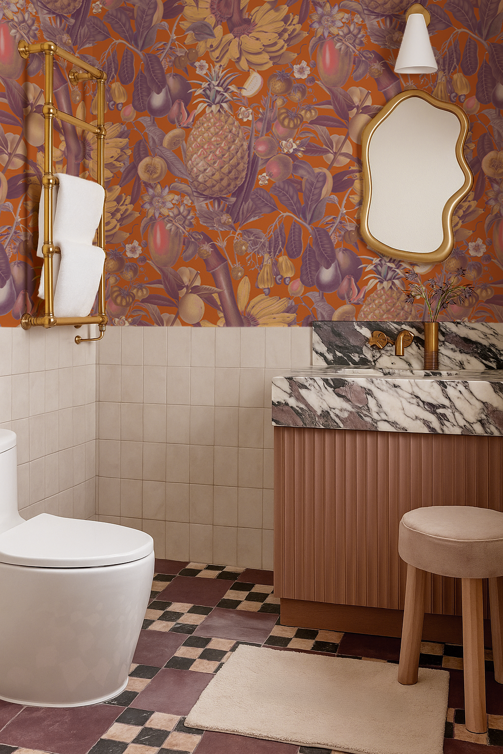 Papier peint Juicy Fruit, orange et violet