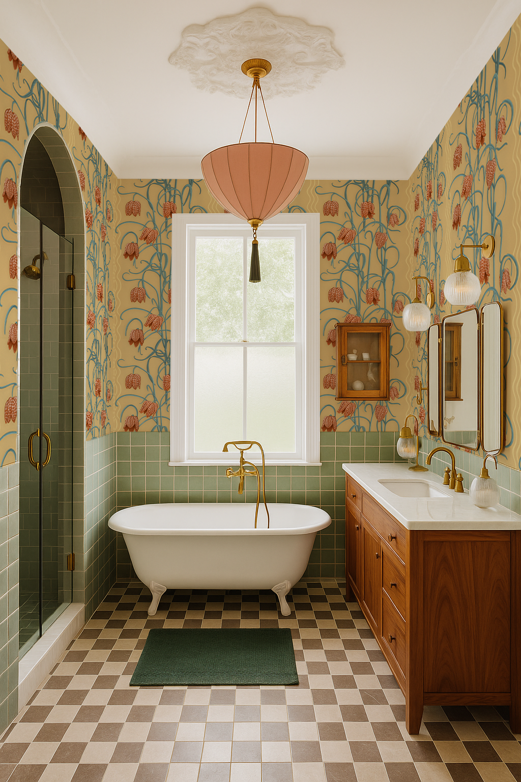 Campanas Wallpaper, butter yellow & slate blue