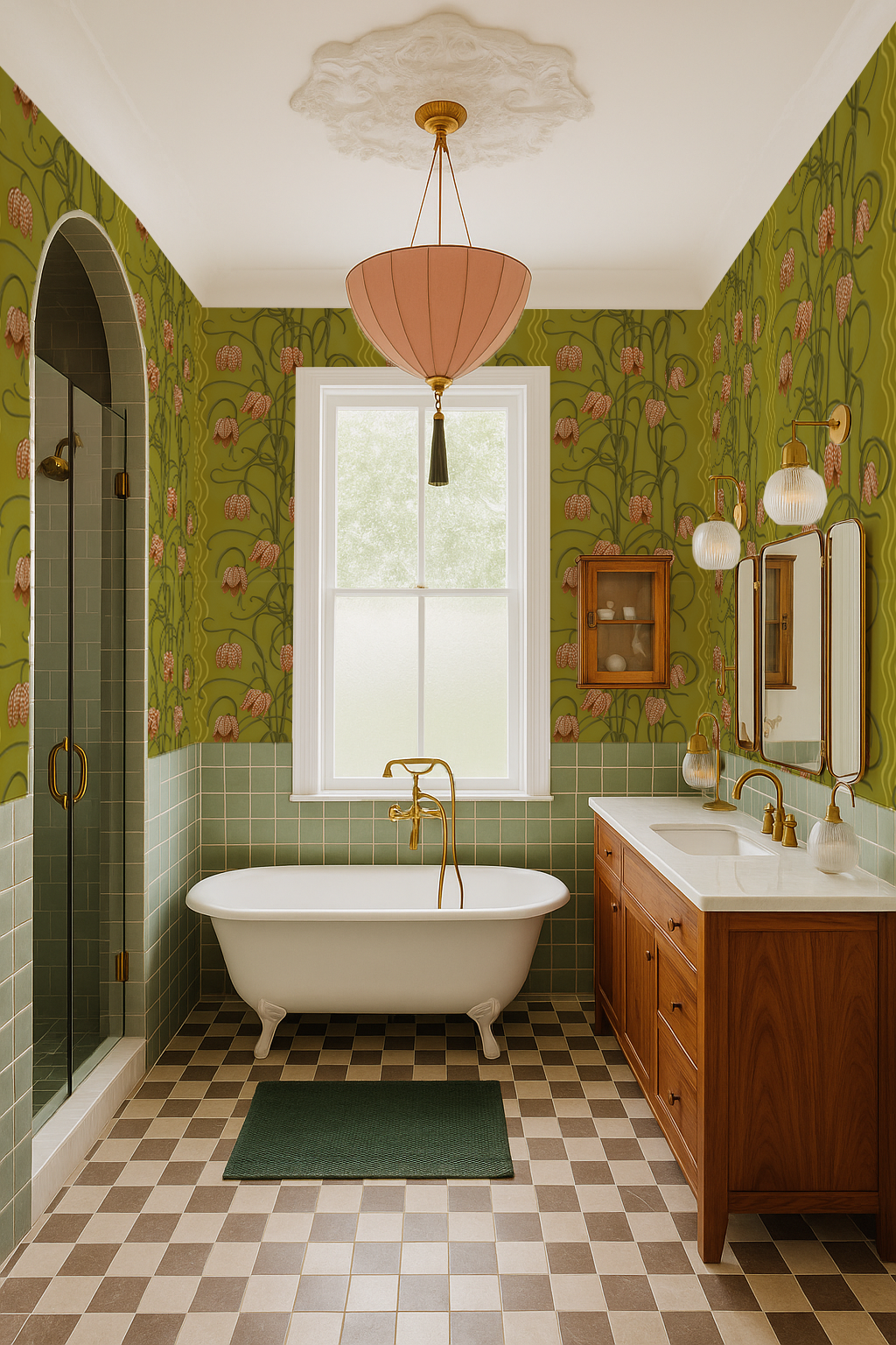 Papier peint Campanas, chartreuse et orange