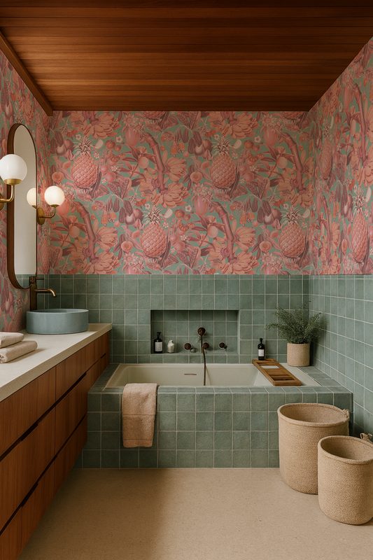 Juicy Fruit Wallpaper, mint and coral - Tampa Home & Garden Store