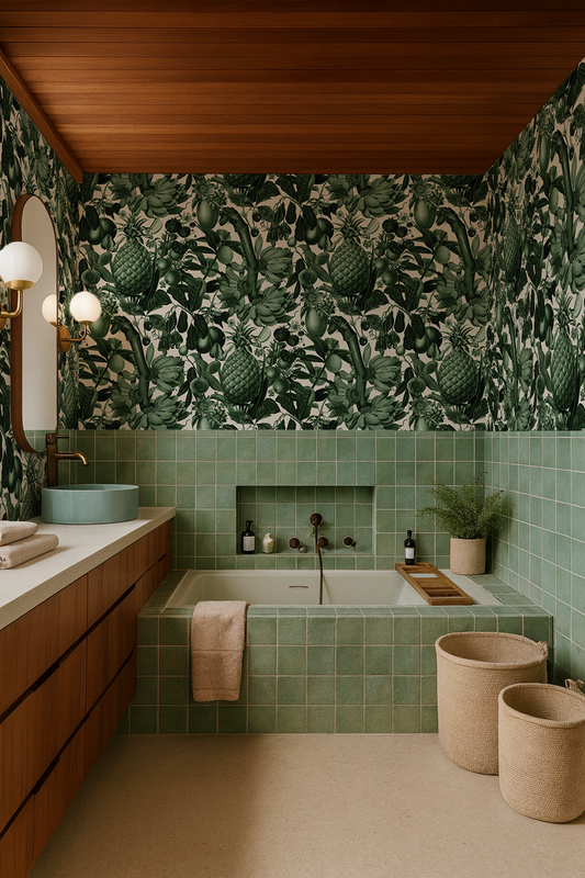 Juicy Fruit Wallpaper, white and dark green - Tampa Home & Garden Store