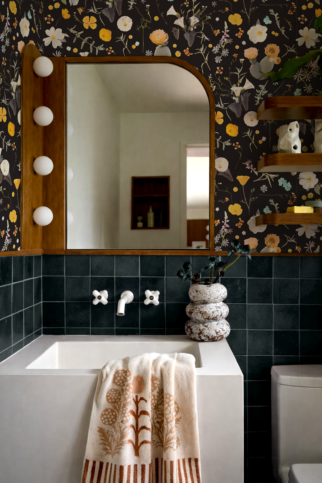 California Native Wallpaper, black & multicolor