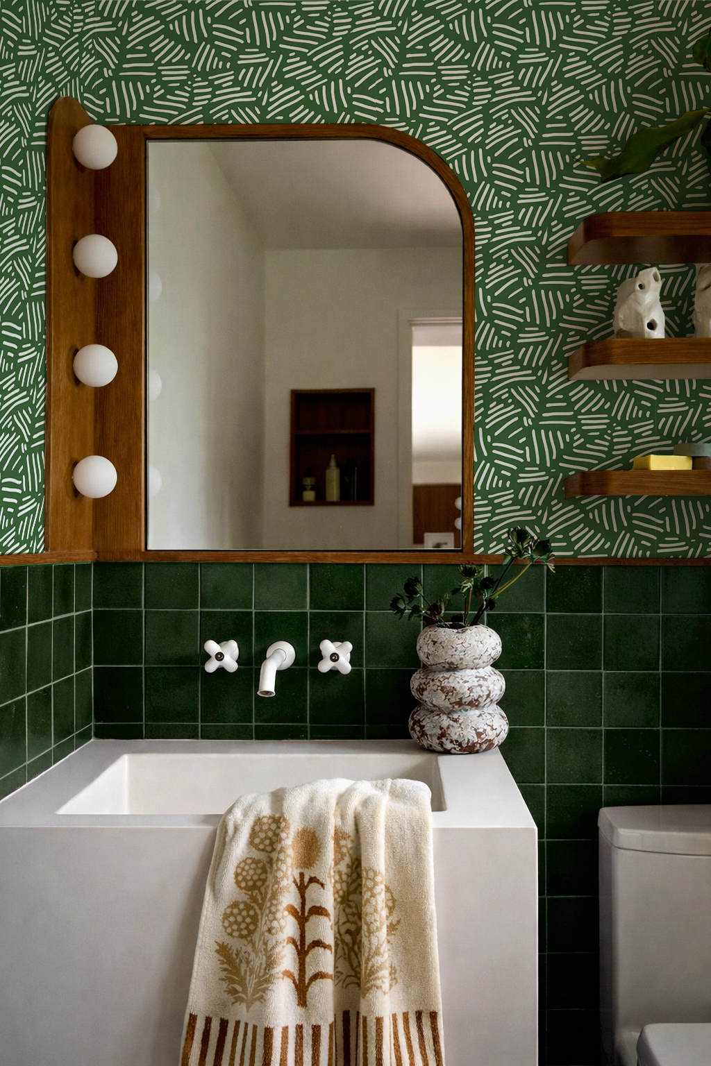 Simple Stripes Wallpaper, green