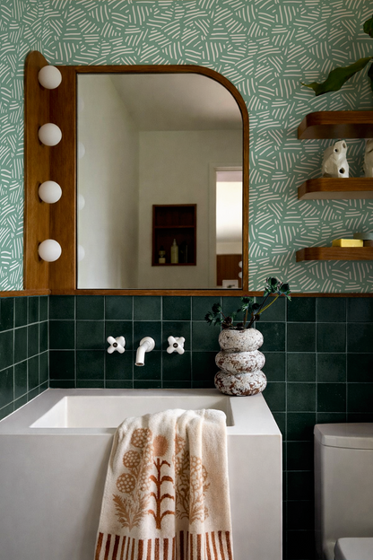 Papel pintado de rayas simples, menta