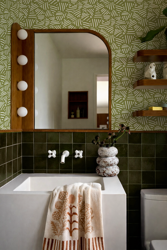 Simple Stripes Wallpaper, olive green - Tampa Home & Garden Store