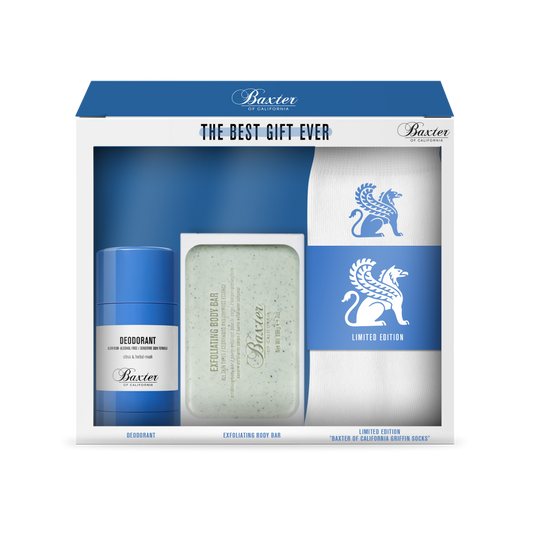 Baxter of California 3-piece bath gift set with deodorant and exfoliating body bar on Tampa Home & Garden Store