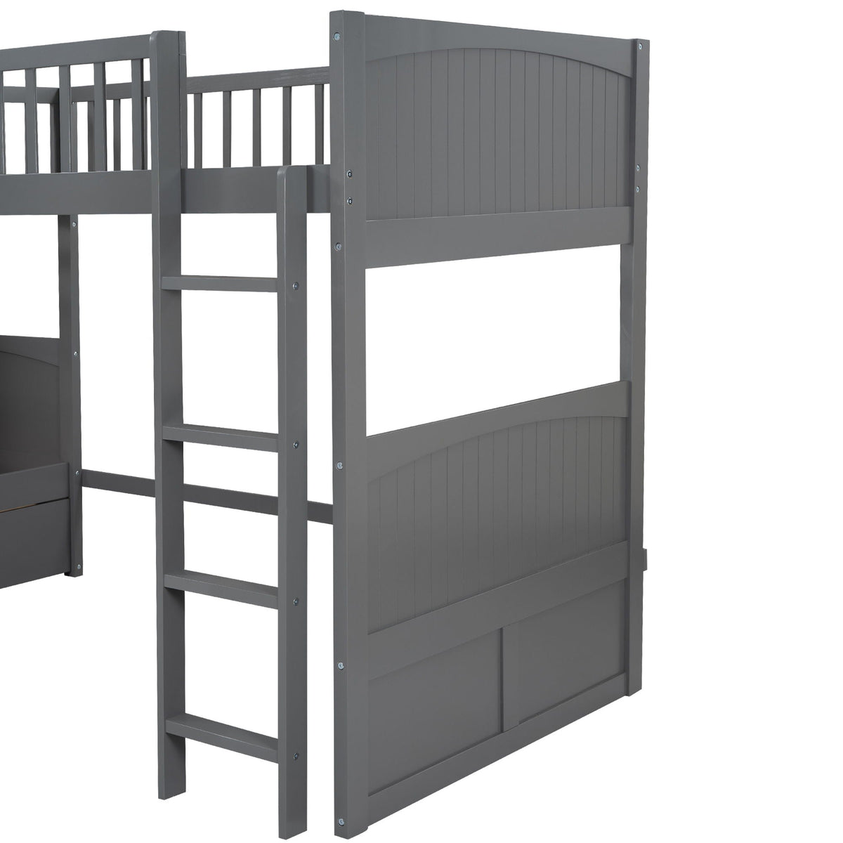 HouseOfZazla bunk bed with loft and 2 drawers in gray finish on Tampa Home & Garden Store