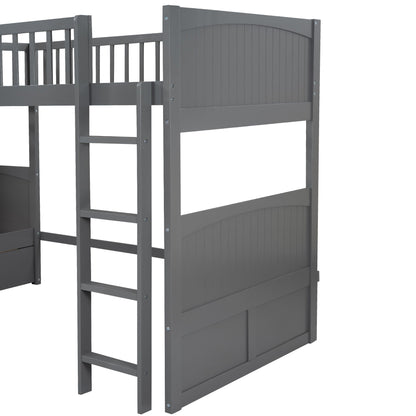 HouseOfZazla bunk bed with loft and 2 drawers in gray finish on Tampa Home & Garden Store