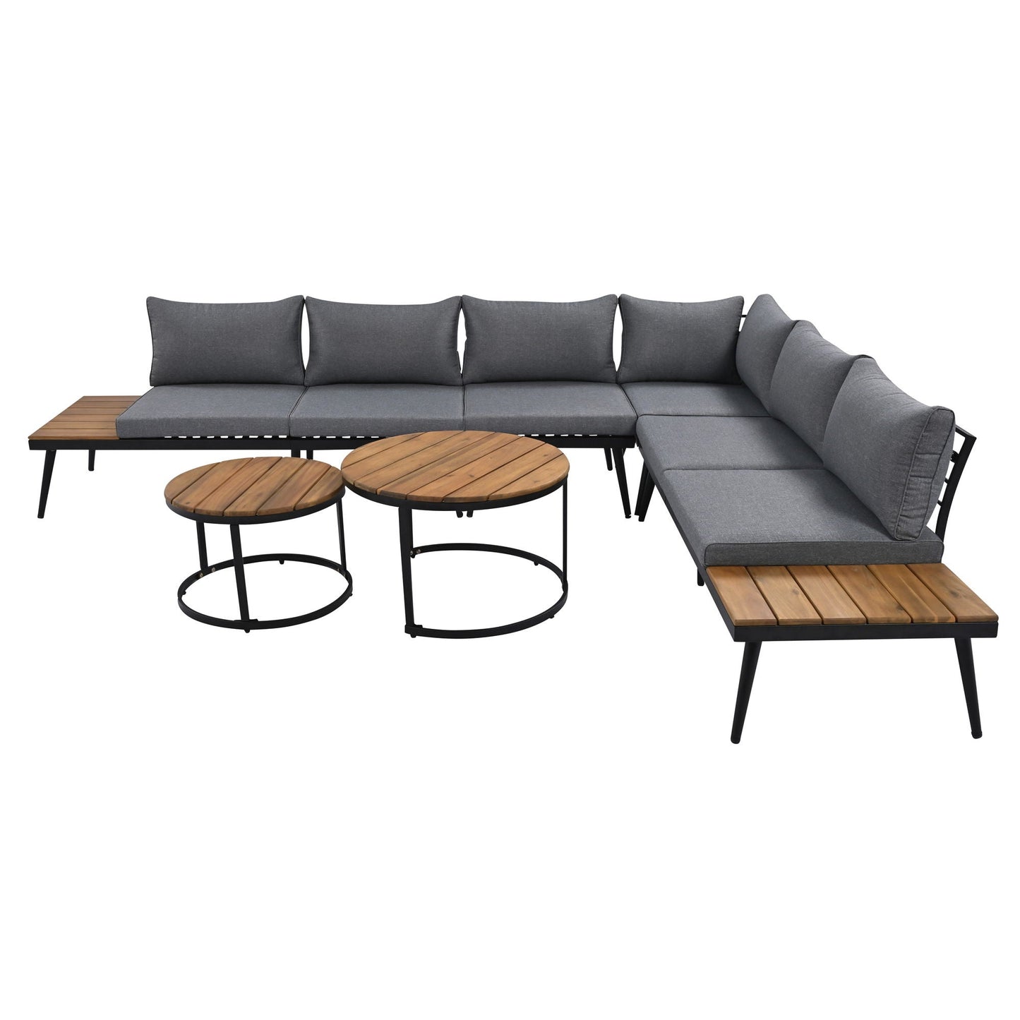 6-piece outdoor sectional sofa set HouseOfZazla with gray cushions and nesting coffee tables on Tampa Home & Garden Store