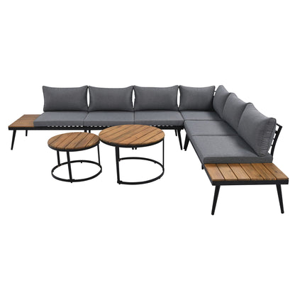 6-piece outdoor sectional sofa set HouseOfZazla with gray cushions and nesting coffee tables on Tampa Home & Garden Store