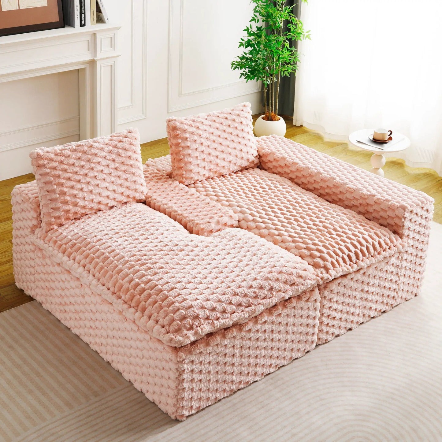 Modular Sofa, Convertible Twin Seat with Chaise
