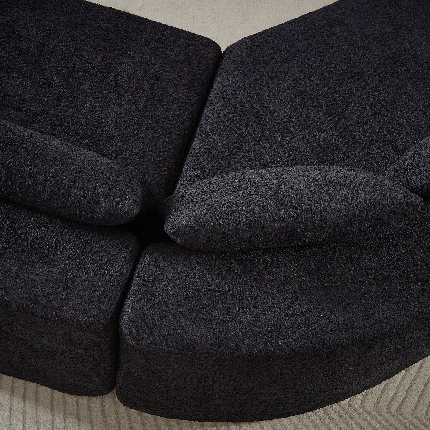 the V-Shaped and Modular Sofa in Chenille Fabric