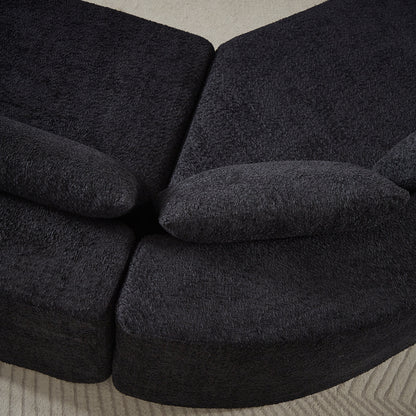 the V-Shaped and Modular Sofa in Chenille Fabric