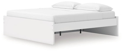 Onita platform bed in white with low-profile frame and black metal legs storage bed on Tampa Home & Garden Store