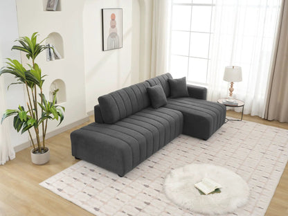 Jessica Lamb Wool sectional sofa with chaise in dark gray upholstery by Unique Piece on Tampa Home & Garden Store