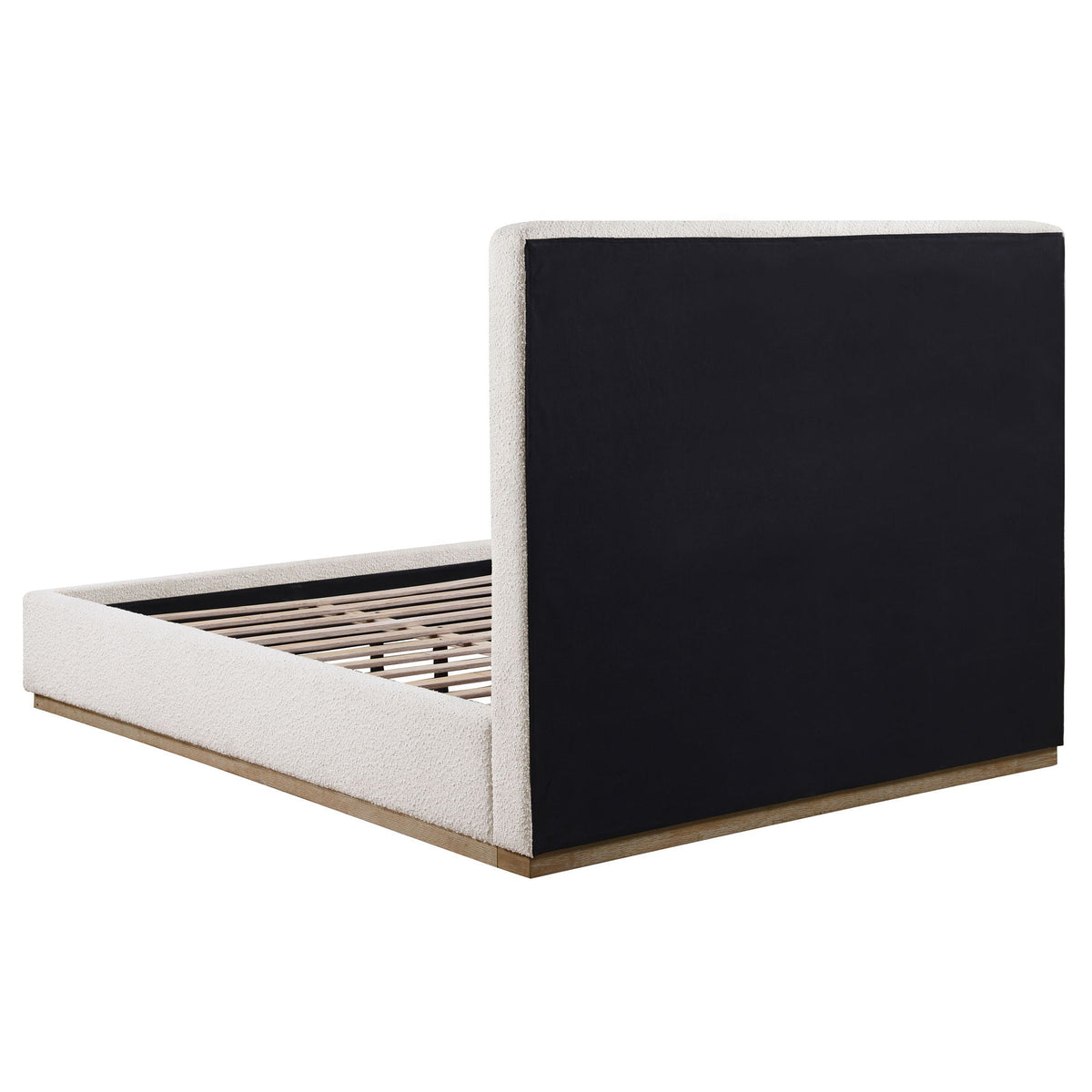 Othello platform bed cream upholstered frame with black headboard panel HouseOfZazla on Tampa Home & Garden Store