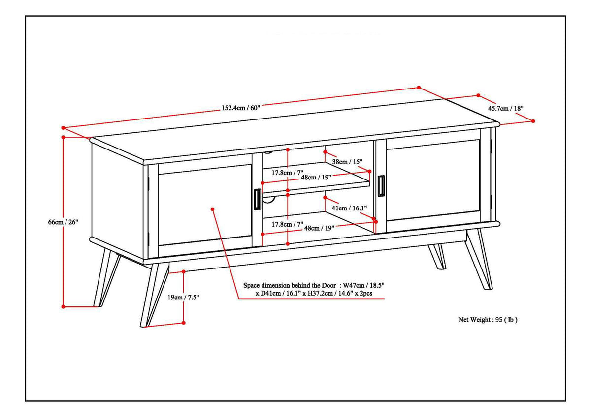 Handcrafted Mid Century TV Stand and Storage by HouseOfZazla blueprint style with dimensions on Tampa Home & Garden Store