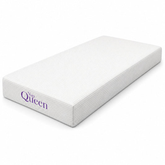 10-inch charcoal memory foam mattress by HouseOfZazla, queen size, white dotted cover on Tampa Home & Garden Store