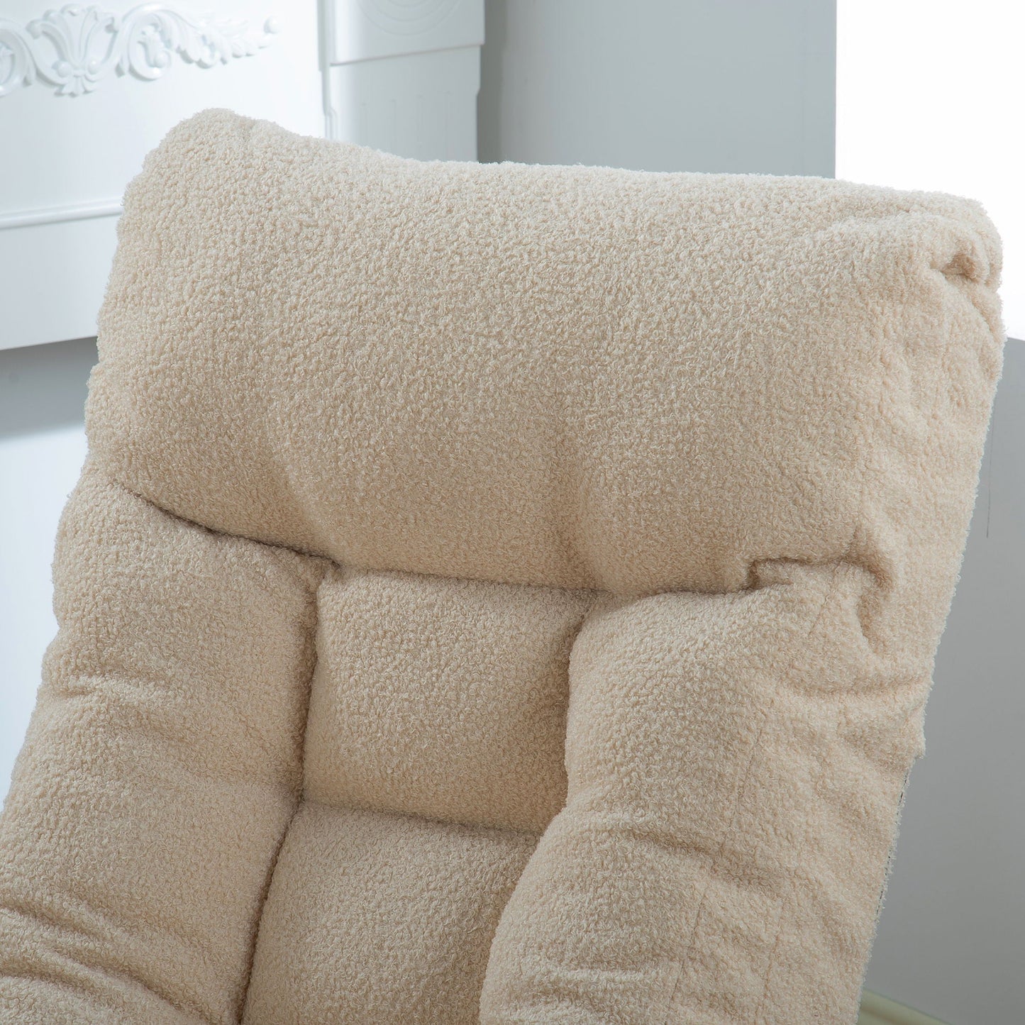 HouseOfZazla beige reclining floor chair and ottoman in plush fabric chaise long on Tampa Home & Garden Store