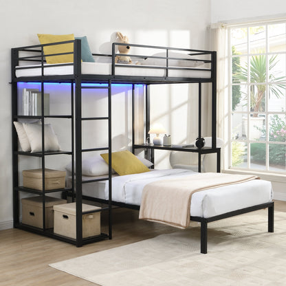 Metal Loft Bed Frame With Desk And Storage