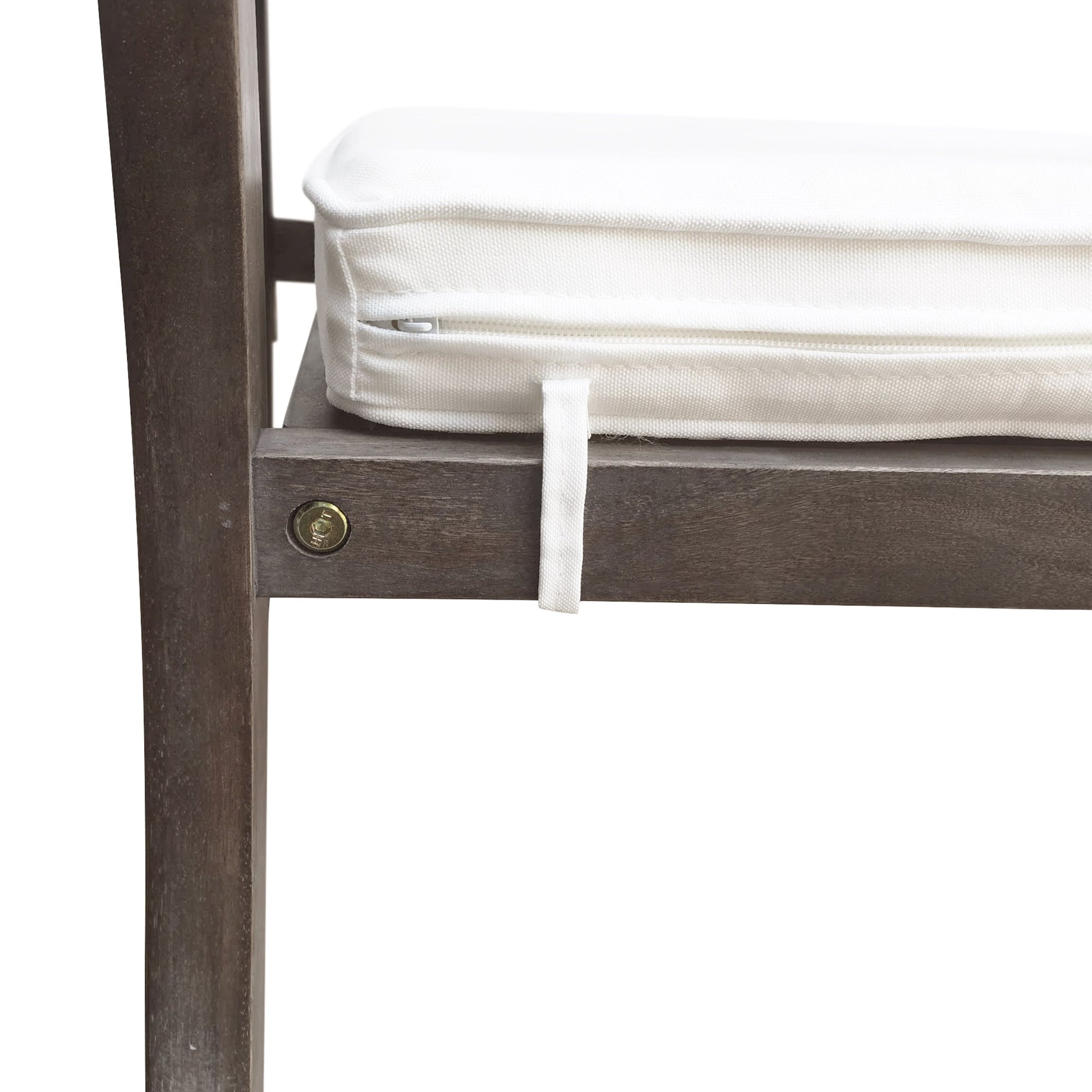 U_Style 7-Piece Acacia Wood Outdoor Dining Set Cushions white fabric on dark wood frame on Tampa Home & Garden Store