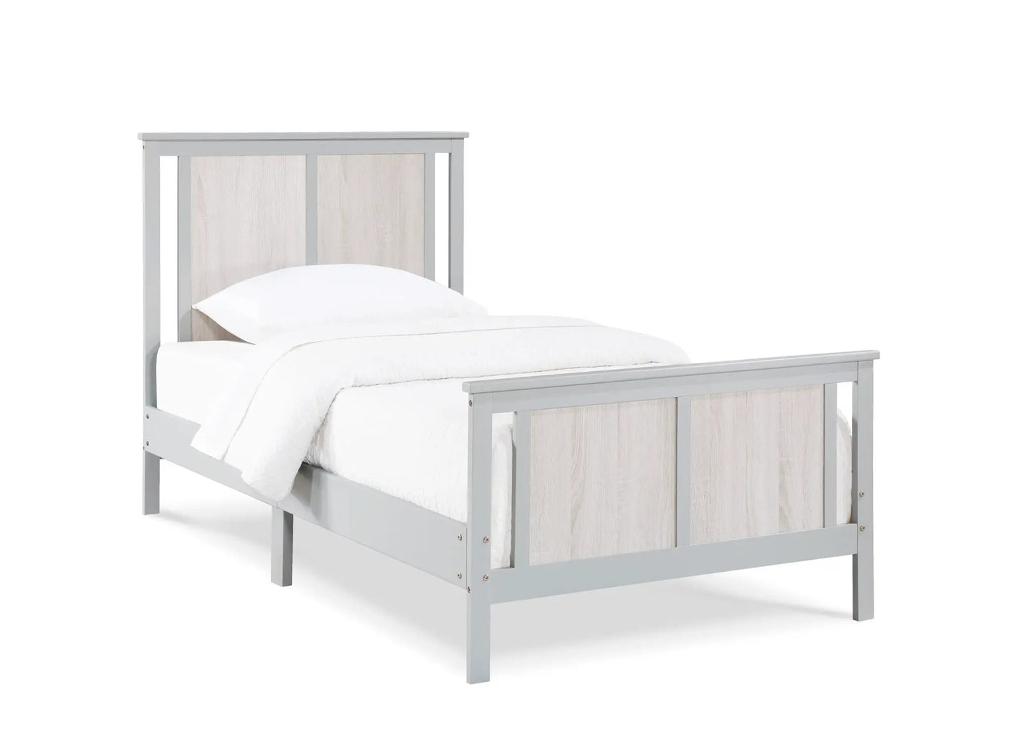 Connelly panel bed by Unique Piece Furniture in gray with light wood panels on Tampa Home & Garden Store