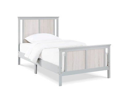 Connelly panel bed by Unique Piece Furniture in gray with light wood panels on Tampa Home & Garden Store