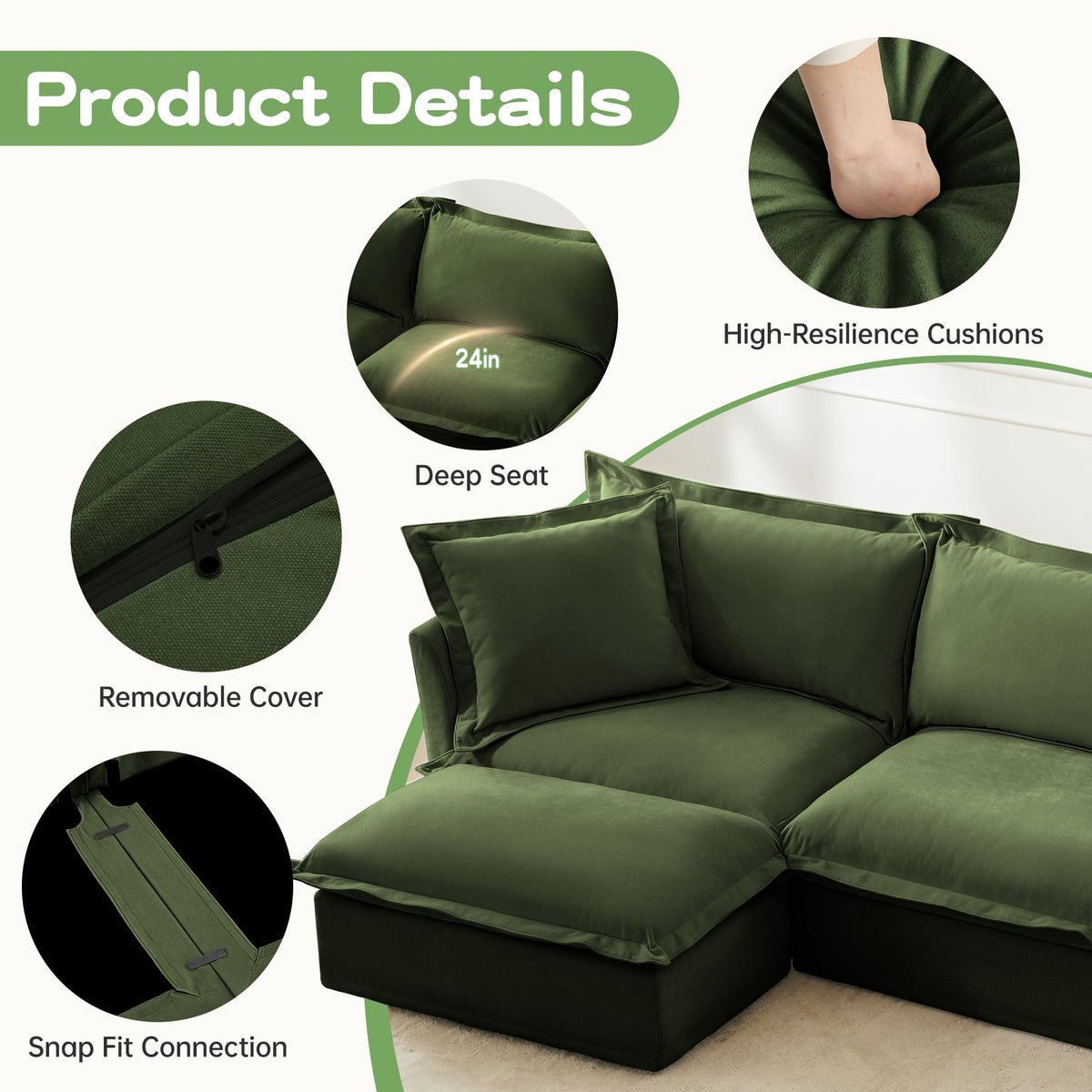 Modern Slipcovered Chenille And Comfortable Sofa