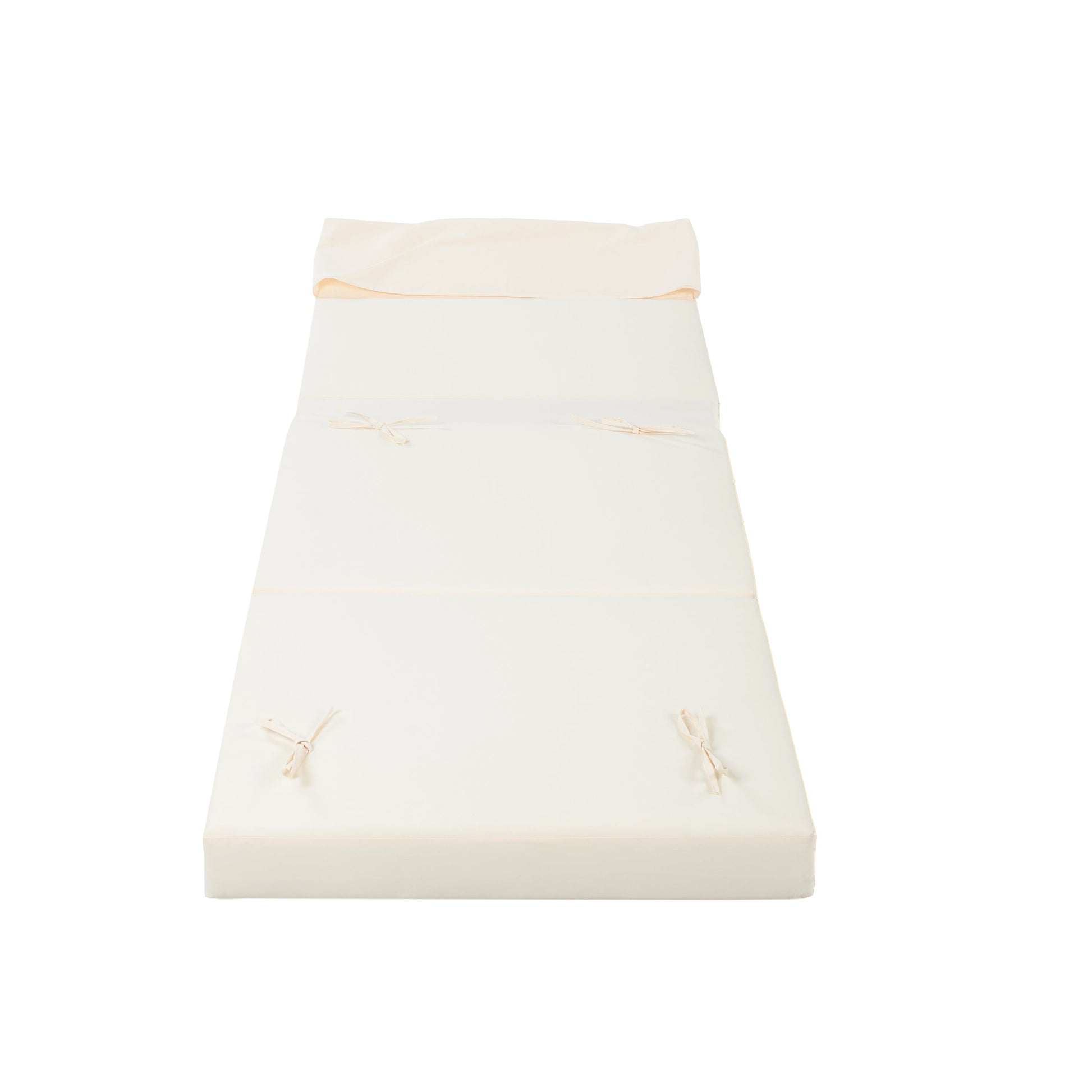 Beige outdoor reclining chair cushion with headrest, boxed with pale ribbons on white box on Tampa Home & Garden Store