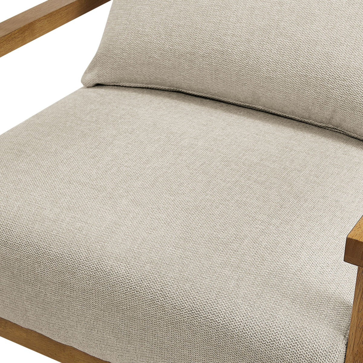 Arm accent chair beige fabric upholstery with wood armrest by HouseOfZazla on Tampa Home & Garden Store
