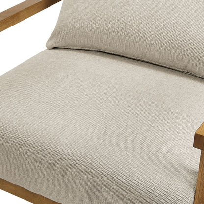 Arm accent chair beige fabric upholstery with wood armrest by HouseOfZazla on Tampa Home & Garden Store