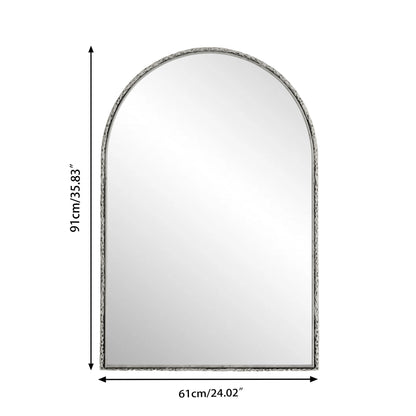 Arched wall mirror with shatterproof glass in a silver hammered metal frame by HouseOfZazla on Tampa Home & Garden Store