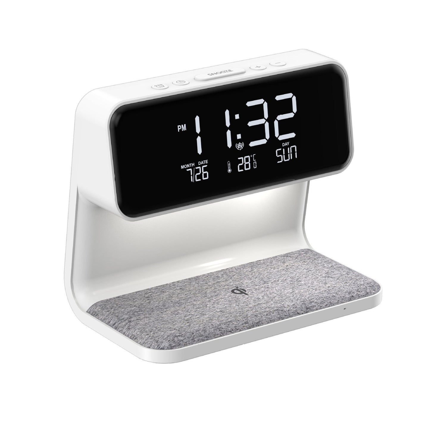 Perfecsy 3-in-1 bedside lamp with wireless charger and LCD clock display white finish on Tampa Home & Garden Store