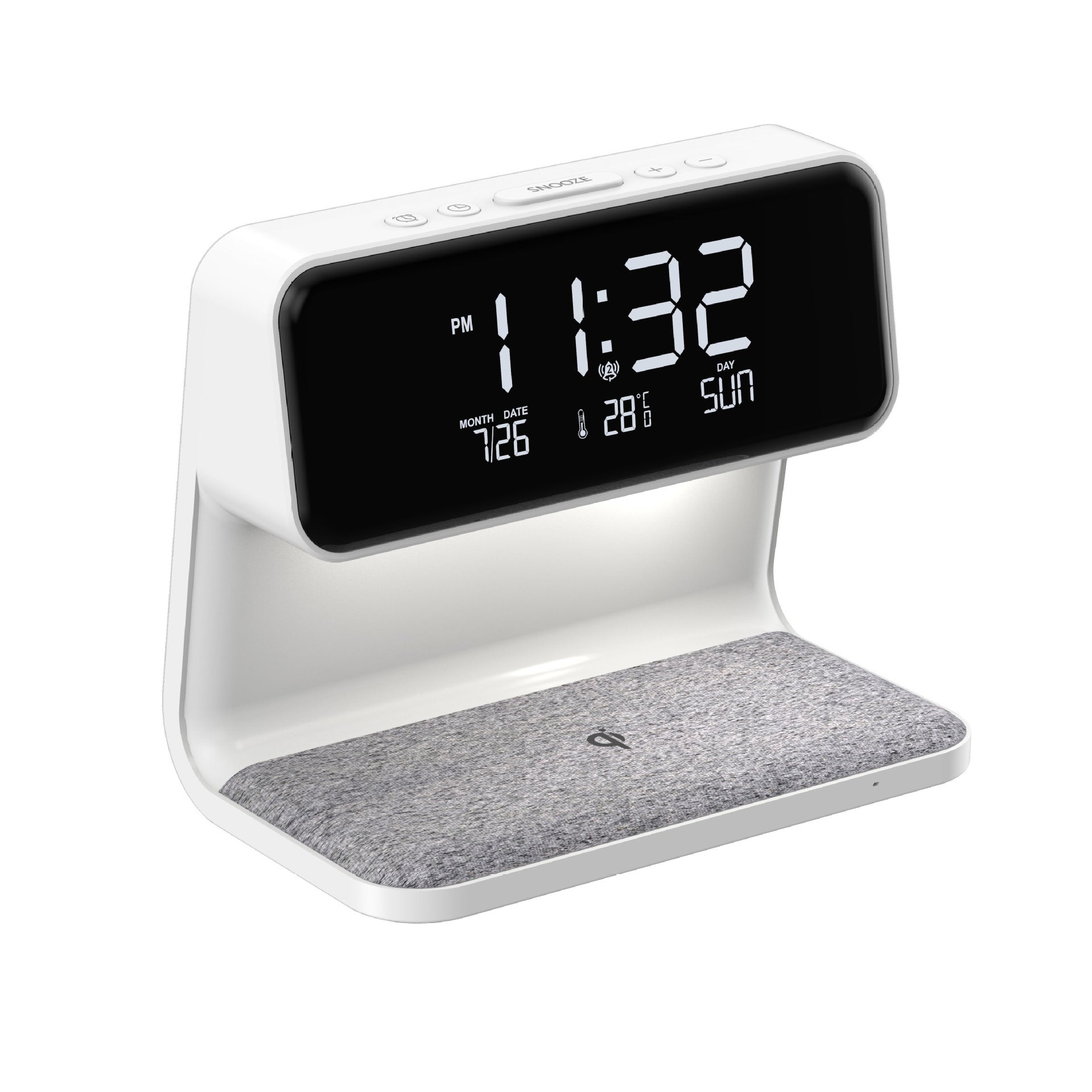 Perfecsy 3-in-1 bedside lamp with wireless charger and LCD clock display white finish on Tampa Home & Garden Store