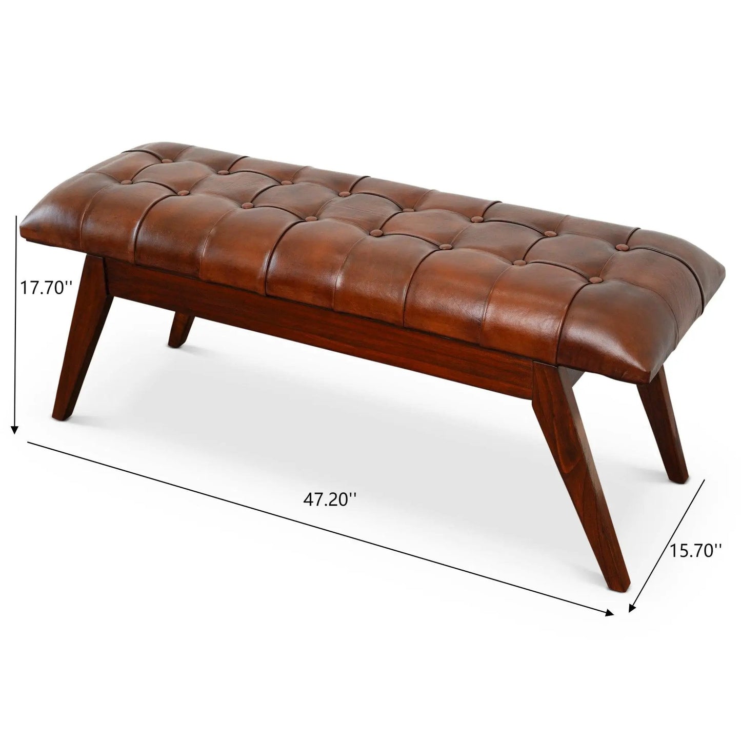 Maja bench cognac leather, tufted upholstered seating by Unique Piece Furniture on Tampa Home & Garden Store