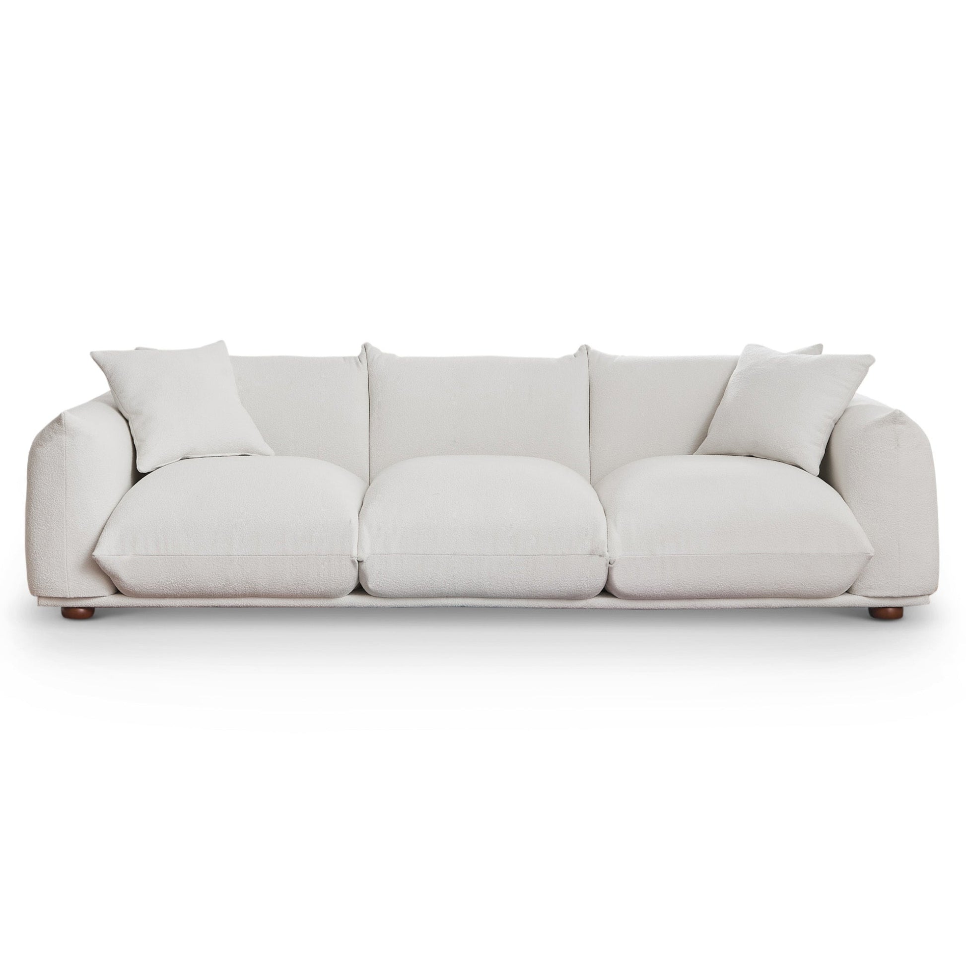 Kely Modern 100'' Cream Boucle Upholstered Sofa with wooden feet in fabric on Tampa Home & Garden Store