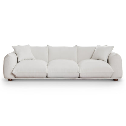 Kely Modern 100'' Cream Boucle Upholstered Sofa with wooden feet in fabric on Tampa Home & Garden Store