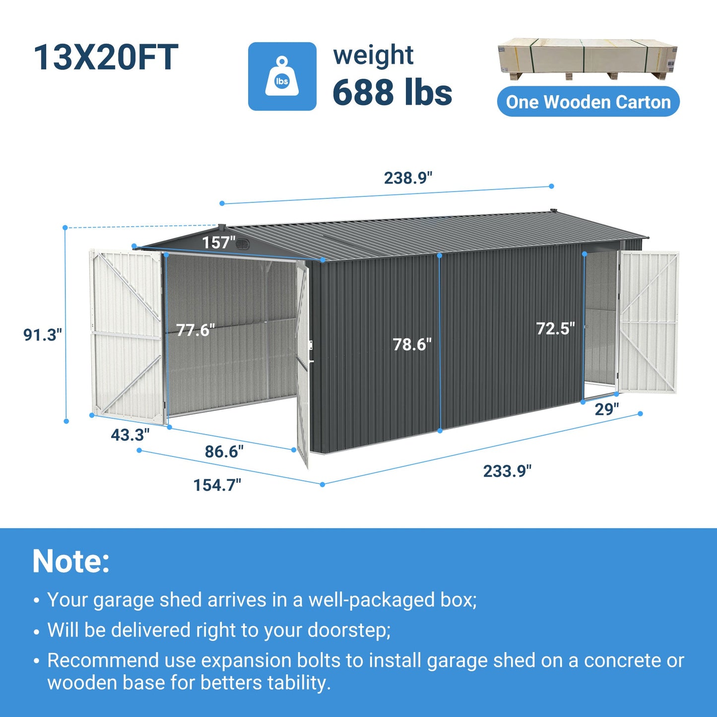 Sturdy Outdoor Metal Shed and Garden Storage
