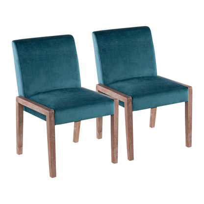 Contemporary chair set of 2 with foam-padded teal seats and natural wood legs on Tampa Home & Garden Store