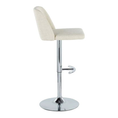 Toriano adjustable swivel barstool with rounded T footrest, beige fabric, chrome base 2-pack on Tampa Home & Garden Store