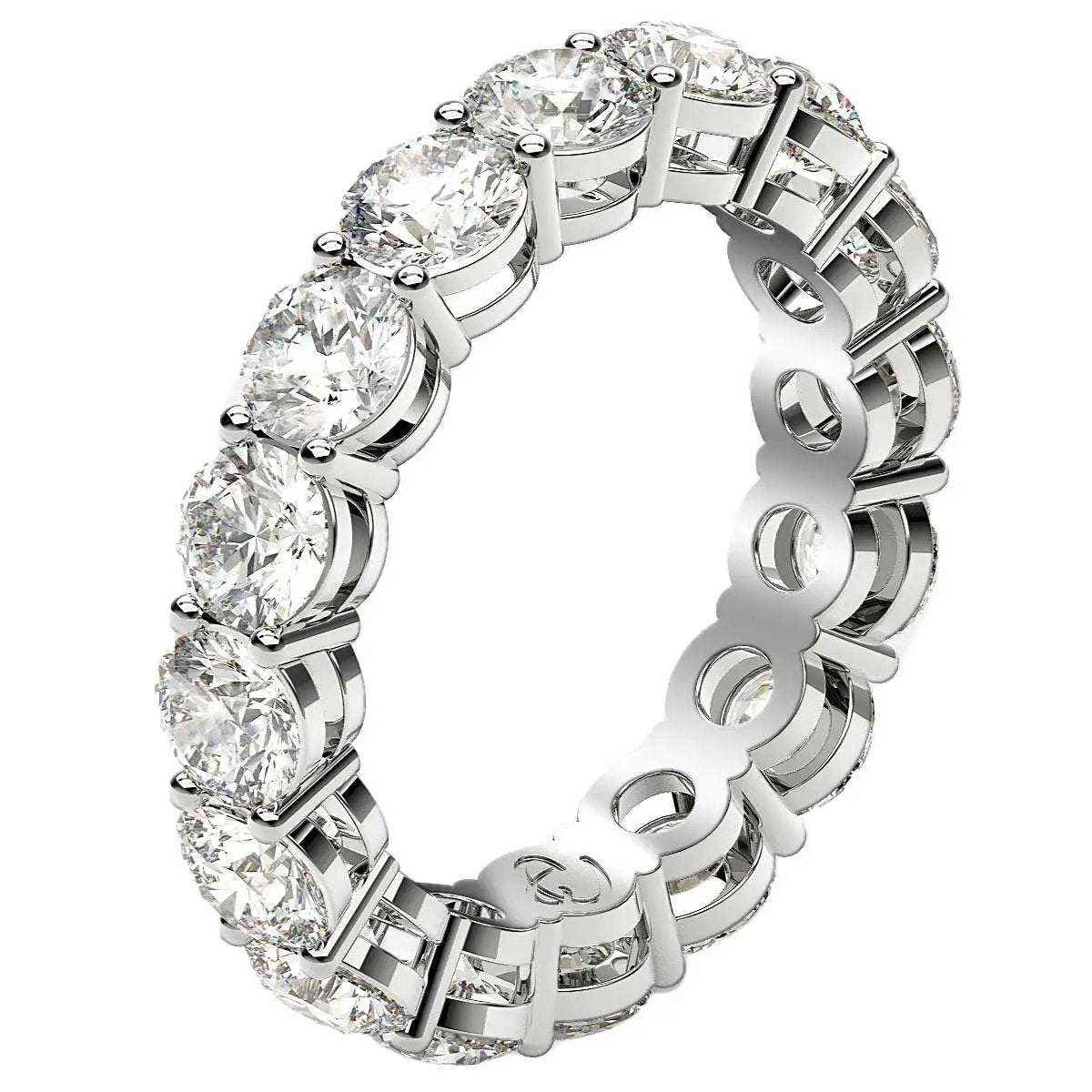 Round-cut lab-grown diamond eternity ring in 14k white gold, 4 cttw FG/VS2 on Tampa Home & Garden Store