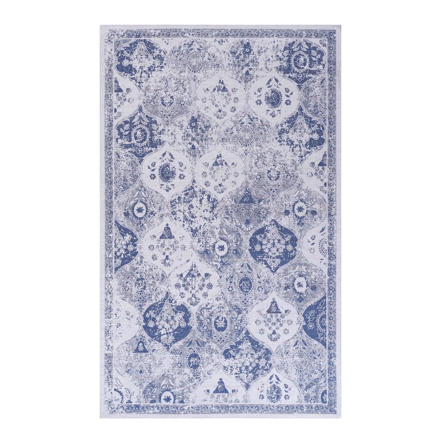Maval washable area rug in blue ivory with Persian-inspired medallion motif on Tampa Home & Garden Store