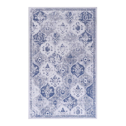 Maval washable area rug in blue ivory with Persian-inspired medallion motif on Tampa Home & Garden Store