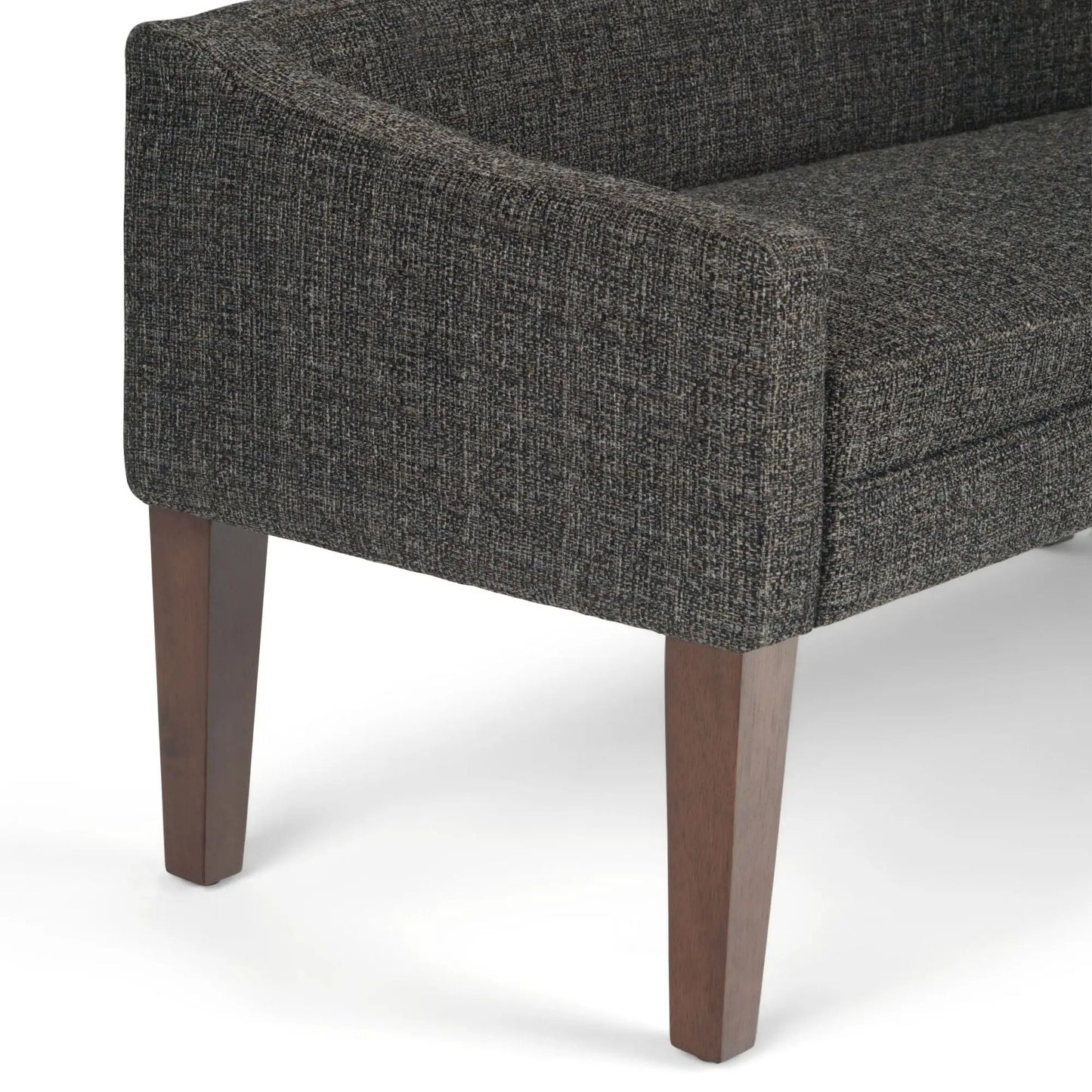 Parris contemp Upholstered bench, dark gray boucle fabric, wood legs Unique Piece Furniture on Tampa Home & Garden Store